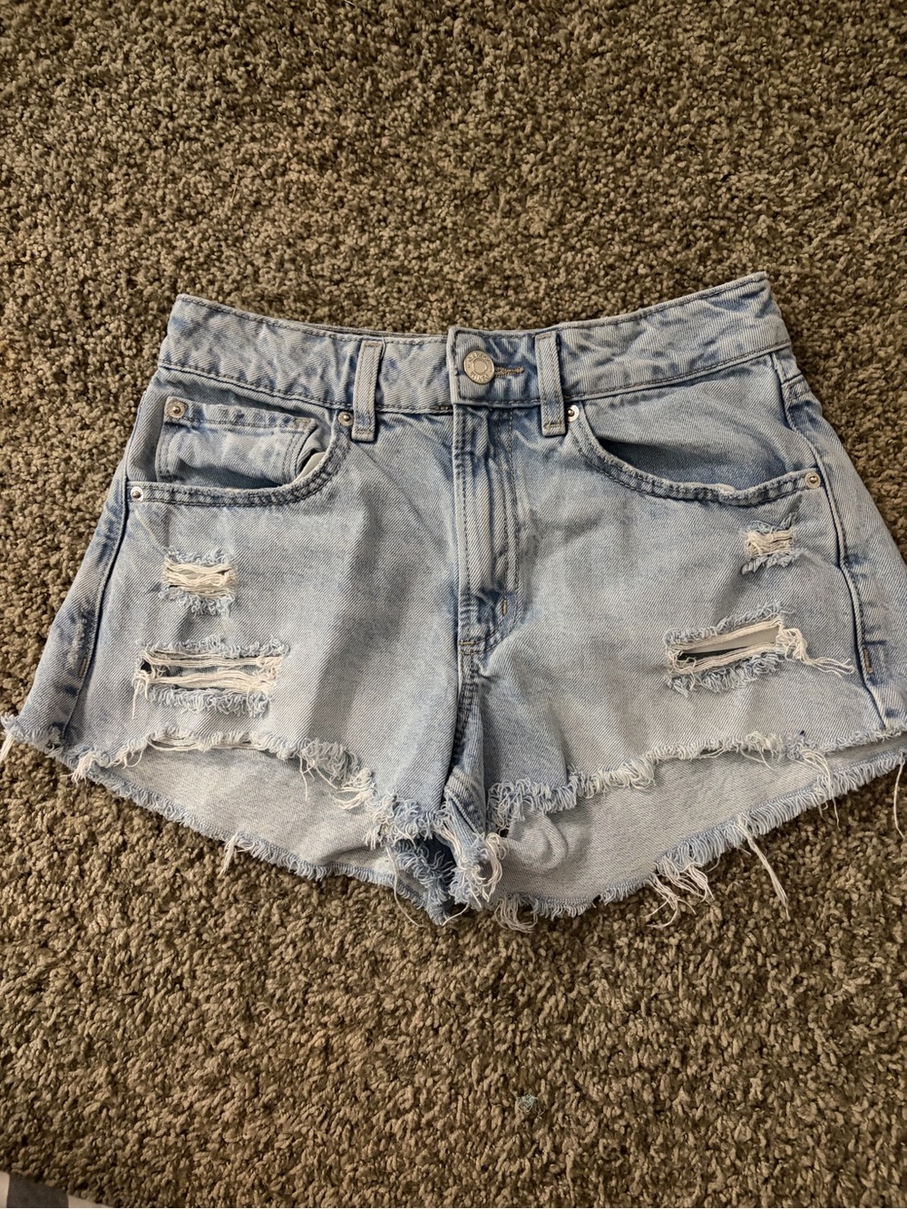 Garage Light Wash Ripped Denim Shorts